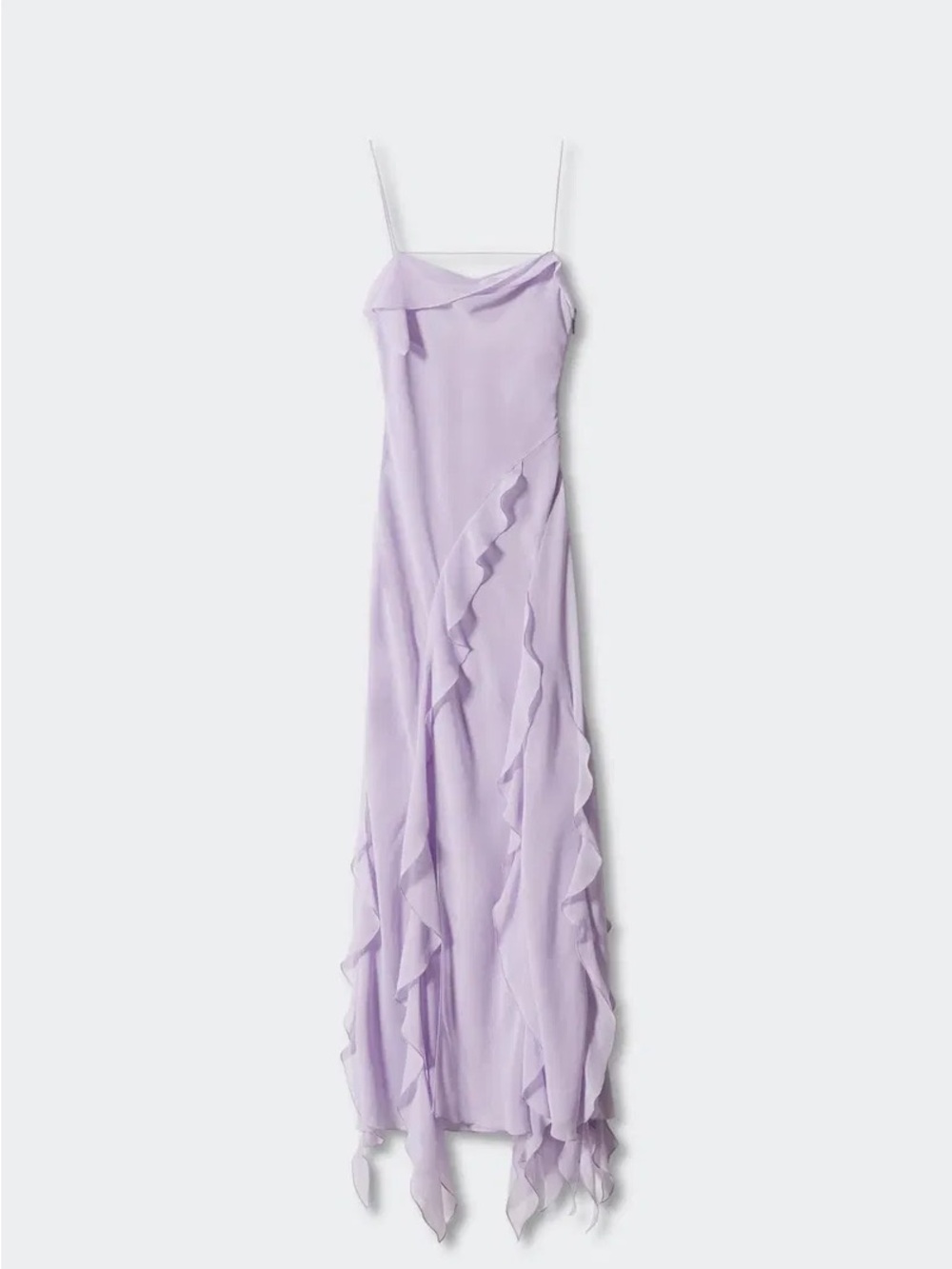 Mango Lilac Ruffle-Detail Maxi Dress